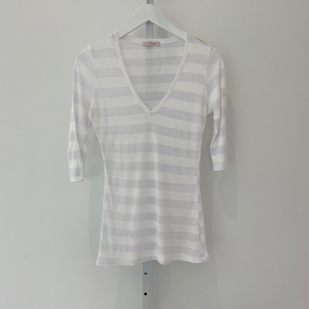 FICKLE WHITE STRIPE TEE SIZE SMALL